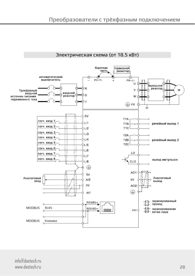 Преобразователь частоты Dastech D32-T3-315G/355P, 315/355 кВт, 380 В